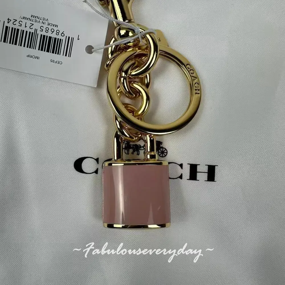 Coach Lock Bag Charm Pink CEF95 with Dust Bag NWT